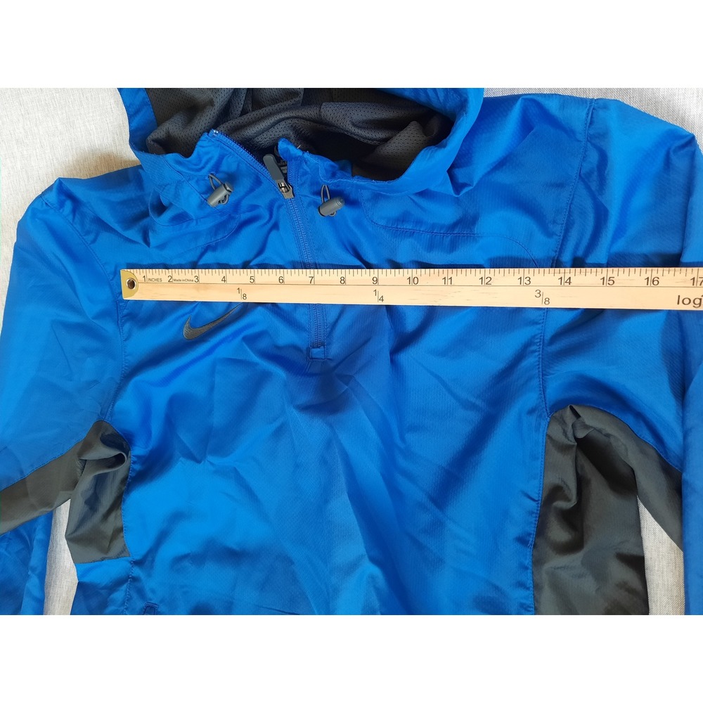 Nike Men Small Two-tone Performance Logo Drawstring Hoodie Blue/Black Winbreaker - Picture 4 of 8